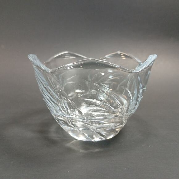 Vtg KIG Indonesia Decorative Clear Glass Tulip Votive Candle Holder, Ring Dish - Picture 1 of 9